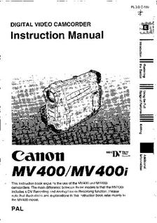 Canon MV 400 i manual. Camera Instructions.